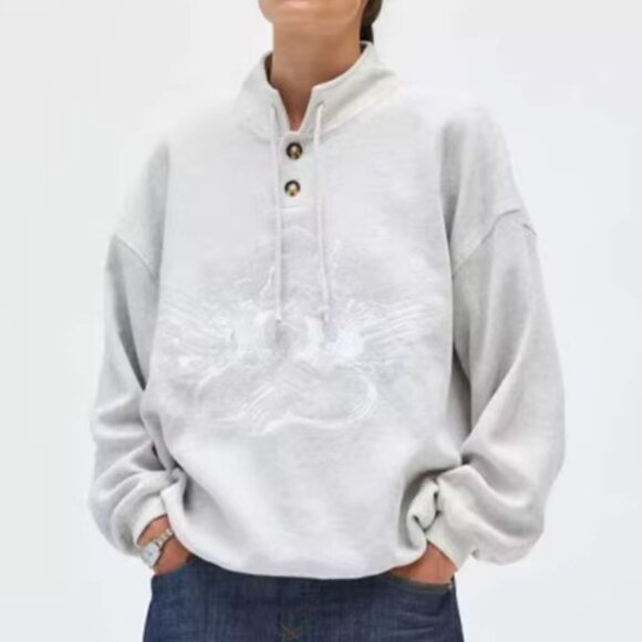 Boys Lie Athletics Cotton Henley Graphic Sweatshirt Light Grey - Picture 3 of 6